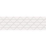 The rectangular tile, resembling the 72mm x 375 White Central® 235 Reinforced Tape, showcases a geometric design with overlapping grey diagonal lines forming elegant diamond shapes.