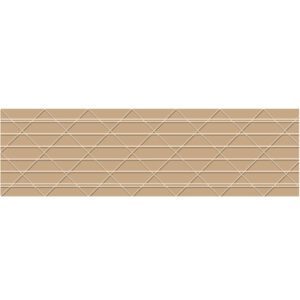 A beige brick wall features a geometric pattern of interlocking diamond shapes in a lighter shade, similar to the structured repetition of 3 x 375 Kraft Central® 260 Reinforced Tape (8/Case), creating a symmetrical design across its surface.
