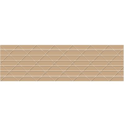 T906260.jpg A beige brick wall features a geometric pattern of interlocking diamond shapes in a lighter shade, similar to the structured repetition of 3 x 375 Kraft Central® 260 Reinforced Tape (8/Case), creating a symmetrical design across its surface.