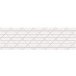 The rectangular design showcases interlocking grey geometric lines forming diamond shapes on a white background, echoing the structured elegance of 3 x 450 White Central® 260 Reinforced Tape (10/Case), with lines creating a grid-like structure.
