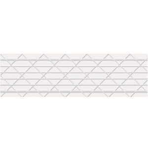 The rectangular design showcases interlocking grey geometric lines forming diamond shapes on a white background, echoing the structured elegance of 3 x 450 White Central® 260 Reinforced Tape (10/Case), with lines creating a grid-like structure.