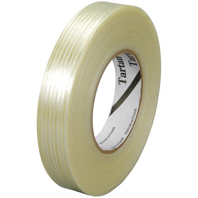 T914893212PK.jpg A roll of 3/4 x 60 yds. 3M™ 8932 Strapping Tape from a 12-pack case features a cardboard core and glossy surface, perfect for wrapping or sealing packages, embodying reliable 3M™ quality.