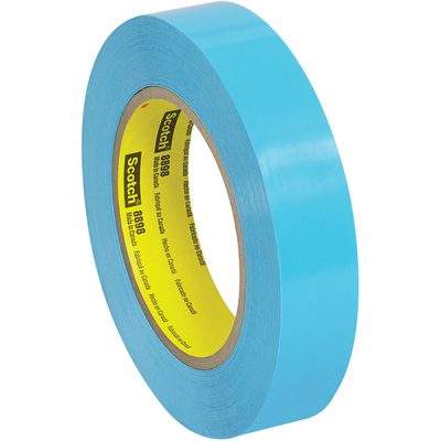 T915889812PK.jpg A 1 x 60 yds. roll of blue 3M Strapping Tape 8898, with a yellow inner core brand label, features a new, glossy surface and comes in a 12-pack.