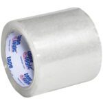 The 4 x 72 yds. Clear Tape Logic® 1.8 Mil Acrylic Tape is elegantly displayed at an angle with the brand name on the inner core, available in a convenient pack of 18 per case.