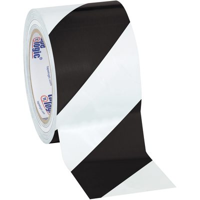 T9336BW.jpg A roll of 3 x 36 yds. Black/White Tape Logic® Striped Vinyl Safety Tape shows its striking diagonal stripes when unrolled. Its available in packs of 16 per case for easy deployment.