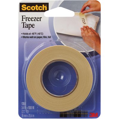 T934178.jpg The 3/4 x 1000 3M™ 178 Freezer Tape is a durable beige tape that holds at -40°F (-40°C). Perfect for paper, film, and foil applications, this product includes a roll that seals items like FISH packages and comes with 24 rolls per case.