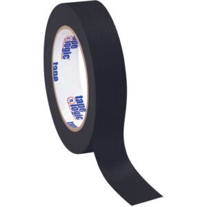 A 1 x 60 yds. Black Tape Logic® Masking Tape has a white inner ring with blue text and a matte, cloth-like texture. It comes in a convenient 12 Pack for all your masking needs.