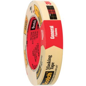 A case of 36 rolls of 1 x 60 yds. 3M™ 2050 Masking Tape, presented in red and beige packaging featuring prominent branding.