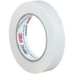A 12-pack of 3M™ 2600 Masking Tape, each roll measuring 1 x 60 yds., features a visible inner label with the brand name and product number. The edges of this dependable masking tape are slightly textured.