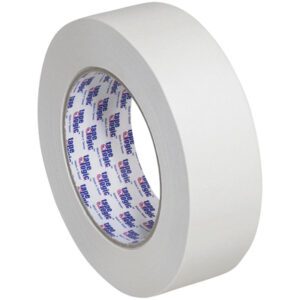 The 1 1/2 x 60 yds. Tape Logic® 2400 Masking Tape features a branded core with red and blue text and has a smooth texture and considerable thickness. Sold in a case of 24 rolls.