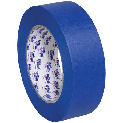 T936300012PK.jpg The 1 1/2 x 60 yds. (12 Pack) Tape Logic® 3000 Blue Painters Tape has a smooth texture, vibrant color, and an inner core adorned with branded text and logos, making it ideal for various projects.
