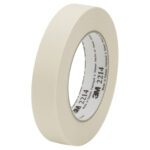 A roll of 3M Paper Masking Tape 2214, sized at 2 x 60 yds., stands upright against a white background. The inner cardboard ring shows maker details in black text. This tape is part of a handy 12-pack (12 PER CASE), ensuring ample supply for any project.
