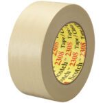 The 2 x 60 yds. beige 3M™ 2308 Masking Tape, labeled 2308 Scotch Tape inside, is sold in cases of 24 rolls.