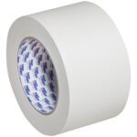 A 3 x 60 yds. Tape Logic® 2200 Masking Tape with text on the inner core is shown on a plain background. The tape, coiled in a thick roll and featuring a smooth surface, is available in a handy 12 Pack.