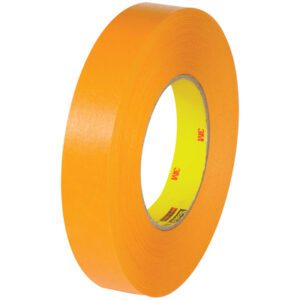 The 3/4 x 60 yds. 3M™ 2525 Flatback Tape, featuring the 3M logo inside, displays a bright orange outside and yellow inside, medium-width against a white background.