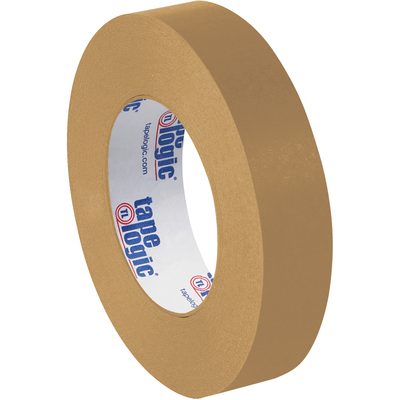 T94553006PK.jpg A 6-pack of Tape Logic® LB5300 Flatback Tape, measuring 1 x 60 yds., is displayed. Its kraft brown color and glossy finish highlight the white core label with blue and red text, perfect for all your packing needs.