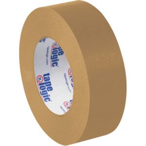 The 1 1/2 x 60 yds. Kraft Tape Logic® Lbs5300 Flatback Tape features the brand name in blue and red on a white core, showcasing quality against a white backdrop. Sold in cases of 24 rolls.