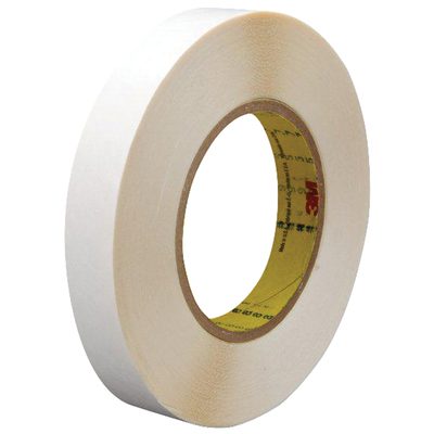 T95195792PK.jpg The 1/2 x 36 yds. (2 Pack) 3M™ 9579 Double Sided Film Tape stands upright and features a yellow core with red markings, offering a clean look for your adhesive needs.