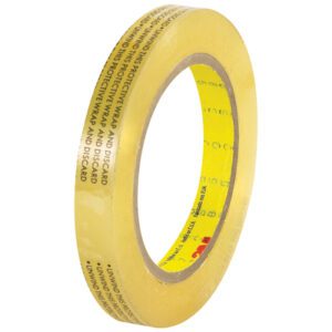 The 1/2 x 72 yds. semi-transparent yellow 3M™ 665 Double Sided Film Tape features black printed instructions along the edge. Wound circularly for versatile applications, it is available in a case of 72.