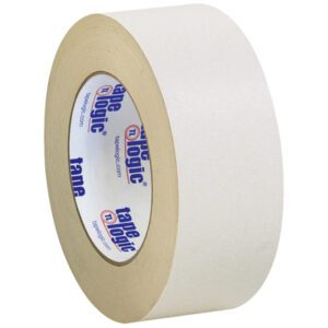 A 3-pack of Tape Logic® Double Sided Masking Tape (2 x 36 yds.) stands upright, highlighting its width and circular form. The white tapes core displays the Tape Logic branding with blue and red text, reflecting its dependable quality.