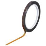 A roll of 1/4 x 36 yds. 1 Mil Kapton® Tape (36 Yds/Roll) in thin, brown form is partially unwound against a white background.