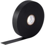 A 3/4 x 30 Black Scotch Rubber Splicing Tape 23 roll, part of a 20 per case set, is slightly unwound to show its textured surface and underside against a plain white background, with the label partially visible.
