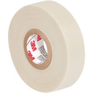 A roll of beige elastic bandage tape with a textured surface, bearing 3M branding on the inner core, resembles the 3/4 x 66 White 3M Glass Cloth Electrical Tape 69 (1 Pack).
