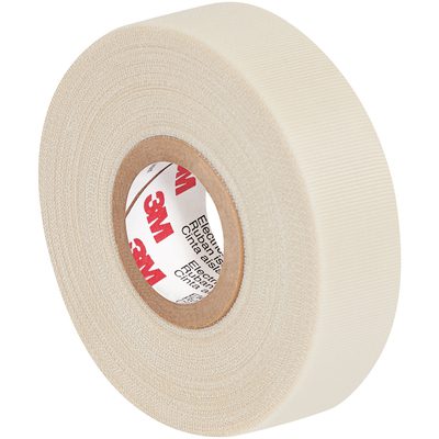 T9640691PK.jpg A roll of beige elastic bandage tape with a textured surface, bearing 3M branding on the inner core, resembles the 3/4 x 66 White 3M Glass Cloth Electrical Tape 69 (1 Pack).