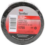 The 3M Temflex Friction Tape, ideal for general use, is black and measures 50.8 mm wide by 18.2 meters long, similar to the 3/4 x 60 Black 3M™ 1755 Cotton Friction Tape (20 Rolls/Case), with multilingual packaging indicating Indian manufacture and Canadian compliance.