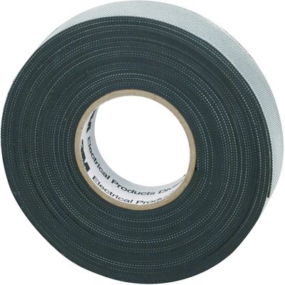 T964215510PK.jpg A close-up image features a roll from a 10-pack of 3/4 x 22 black electrical tape with a cardboard core, highlighting the texture and edge details. This is quality 3M™ 2155 rubber splicing tape, ideal for diverse electrical applications.