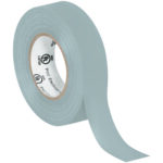 Part of a 10-pack, the MH-USA 3/4 x 20 yds. gray electrical tape is partially unrolled, showcasing its sticky underside and a white label with text and logos on the inner roll.