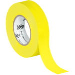 A roll of MH-USA 3/4 x 20 yds. Yellow Electrical Tape, part of a (10 Pack), sits against a white background. The bright tape is partially unrolled, revealing its inner side, ideal for all wiring needs.