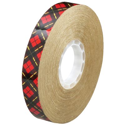 T964924.jpg A 3/4 x 36 yds. roll of 3M™ 924 Adhesive Transfer Tape features a distinctive plaid pattern, revolves around a white plastic core, and is compactly packed with 48 rolls per case.