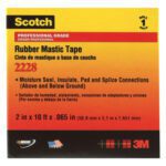 Image showcasing a Scotch Rubber Mastic Tape package in yellow and red, highlighting its professional-grade quality ideal for moisture sealing, insulating, and splicing. Also features the 1 x 10 Black (2 Pack) 3M™ 2228 Rubber Mastic Electrical Tape for versatile use.