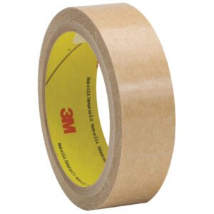A 6-pack of 1 x 60 yds. 3M™ 927 Adhesive Transfer Tape Hand Rolls, showcasing the classic brown color with a pressure-sensitive adhesive, reveals iconic 3M branding inside the partially unwound rolls.