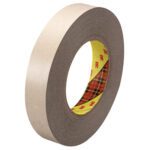 The 3M™ 9471 Adhesive Transfer Tape Hand Rolls come in a beige color with a yellow and red plaid core, available in a pack of six 1 x 60 yd rolls, providing versatility for numerous projects.