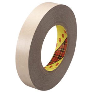 The 3M™ 9471 Adhesive Transfer Tape Hand Rolls come in a beige color with a yellow and red plaid core, available in a pack of six 1 x 60 yd rolls, providing versatility for numerous projects.