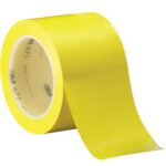 A partially unrolled roll of bright yellow adhesive tape from the 3 x 36 yds. Yellow (3 Pack) collection features a shiny finish with 3M Vinyl Tape 471 visible on the inner core.