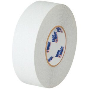 A single roll of 4 x 60 white heavyweight Tape Logic® anti-slip tape, showcasing the brand on its core, is displayed against a white backdrop.
