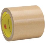 A large roll of 4 1/4 x 60 yds. (1 Pack) 3M™ 9458 Adhesive Transfer Tape Hand Rolls with a yellow inner core and red 3M branding is shown standing alone against a plain background.