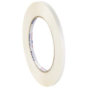 A roll of white masking tape with a cardboard core stands out against a plain white background, echoing the precision and reliability of Tape Logic® Double Sided Film Tape (1/4 x 60 yds., 188 Rolls/Case).