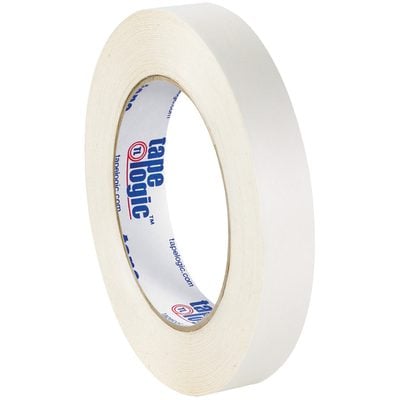 T9834602PK.jpg The 3/4 x 60 yds. (2 Pack) Tape Logic® Double Sided Film Tape stands upright, featuring an inner core with Tape Logic and a website URL. Perfect for precise securing, the tape is set against a white background.