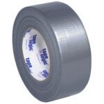 The 2 x 60 yds. Silver Duct Tape Logic® (3 Pack) features a 9 mil, textured surface set against a white background, with the inner label displaying brand details for easy identification.