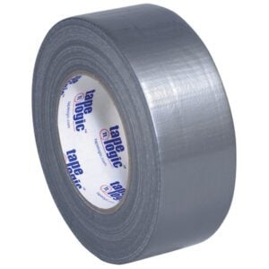The 2 x 60 yds. Silver Duct Tape Logic® (3 Pack) features a 9 mil, textured surface set against a white background, with the inner label displaying brand details for easy identification.