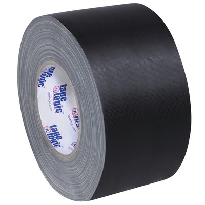 T98818B.jpg A large roll of black 3 x 60 yds. Tape Logic® 11 Mil Gaffers Tape comes in a case of 16 rolls, tightly coiled with a textured surface and brand label at the core, ideal for heavy-duty needs.