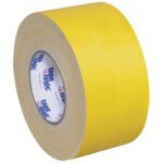 The 3 x 60 yds. Yellow Tape Logic® 11 Mil Gaffers Tape features a tan paper core with the Tape Logic® logo in blue and orange, tightly wound to highlight its width and thickness, available in cases of 16 rolls.