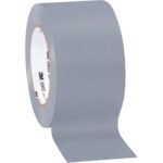 The 3 x 50 yds. Gray (3 Pack) 3M Vinyl Duct Tape 3903 features a partially unrolled adhesive side facing inward on a cylindrical cardboard core.