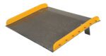 The Vestil Aluminum Dock Board Steel Curb 15K 60X48 is expertly crafted with steel curbs, a 15K capacity, textured surface, and raised yellow edges for safety while bridging the gap between a truck and loading dock.