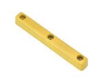 The Vestil Trailer/Crane Bumper - Yellow is a rectangular bar with rounded edges and three evenly spaced holes.