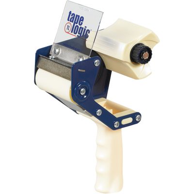 TDHD3.jpg The Tape Logic® 3 Heavy-Duty Carton Sealing Tape Dispenser features a cream handle, transparent guard, and a black tension control knob for precise tape handling.